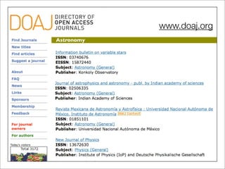 www.doaj.org
Astronomy
 