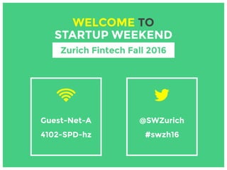 Guest-Net-A
4102-SPD-hz
@SWZurich
#swzh16
WELCOME TO
STARTUP WEEKEND
Zurich Fintech Fall 2016
 