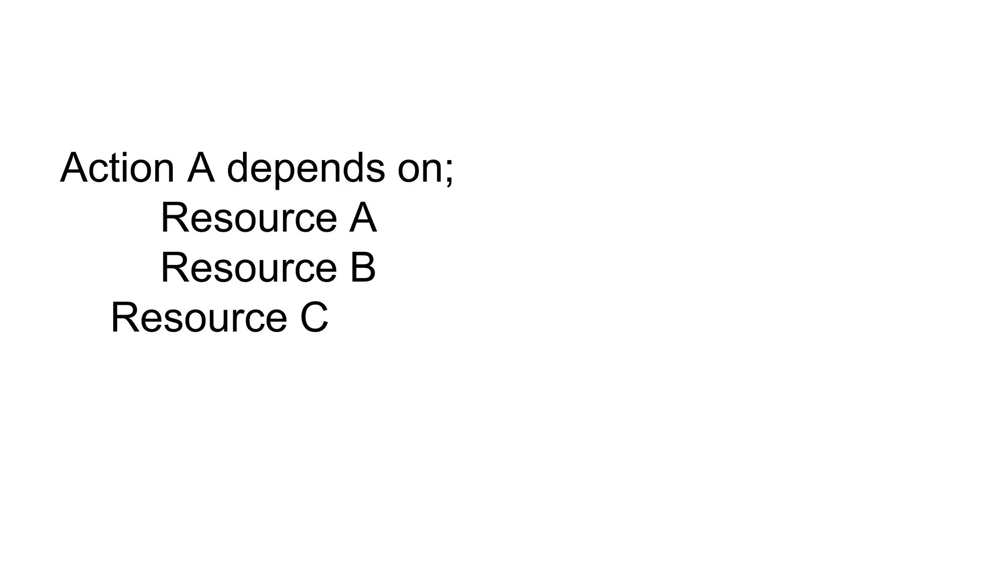 Action A depends on; Resource A Resource B Resource C 