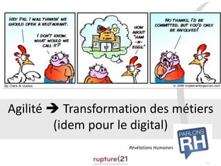 P.62
Agilité  Transformation des métiers
(idem pour le digital)
Révélations Humaines
 