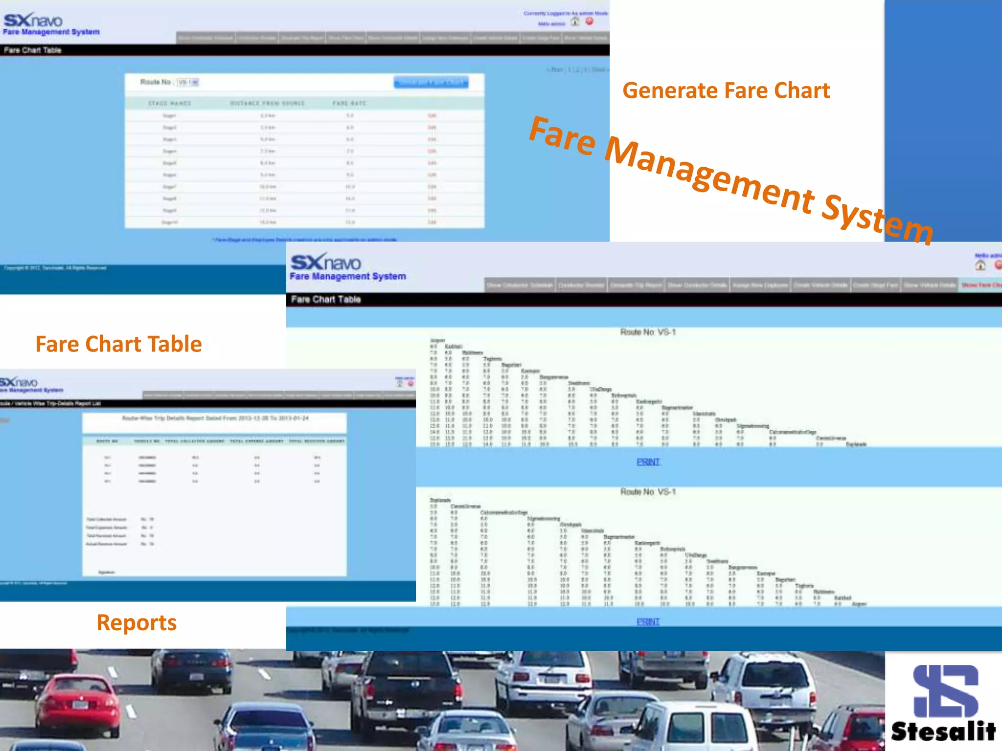 Generate Fare Chart
Fare Chart Table
Reports
 