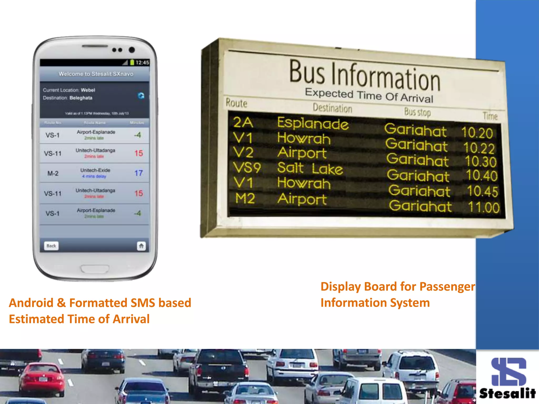Android & Formatted SMS based
Estimated Time of Arrival
Display Board for Passenger
Information System
 
