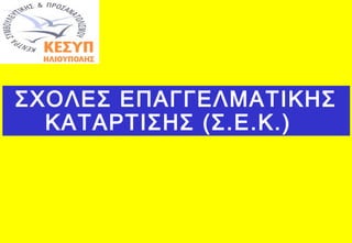 ΣΧΟΛΕΣ ΕΠΑΓΓΕΛΜΑΤΙΚΗΣ
ΚΑΤΑΡΤΙΣΗΣ (Σ.Ε.Κ.)
 