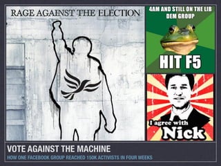 VOTE AGAINST THE MACHINE
HOW ONE FACEBOOK GROUP REACHED 150K ACTIVISTS IN FOUR WEEKS
 