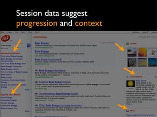 Session data suggest
progression and context
 