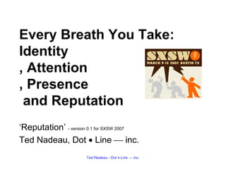 Every Breath You Take: Identity , Attention , Presence  and Reputation <ul><li>‘ Reputation’  - version 0.1 for SXSW 2007 ...