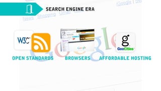 OPEN STANDARDS
SEARCH ENGINE ERA
BROWSERS AFFORDABLE HOSTING
 