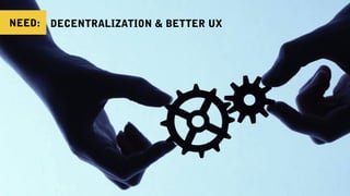 NEED: DECENTRALIZATION & BETTER UX
 
