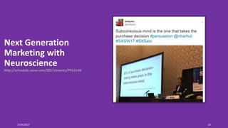 Next Generation
Marketing with
Neuroscience
http://schedule.sxsw.com/2017/events/PP61146
3/24/2017 10
 