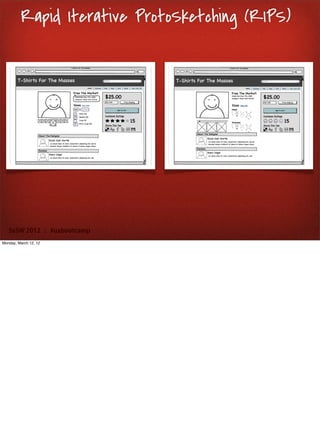 Rapid Iterative ProtoSketching (RIPS)




   SxSW 2012 : #uxbootcamp
Monday, March 12, 12
 
