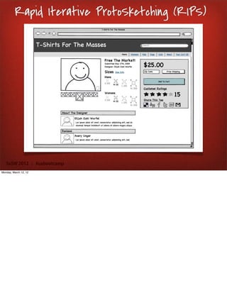 Rapid Iterative ProtoSketching (RIPS)




   SxSW 2012 : #uxbootcamp
Monday, March 12, 12
 