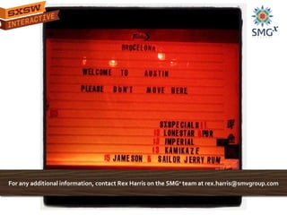 For any additional information, contact Rex Harris on the SMGx team at rex.harris@smvgroup.com
 