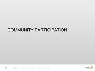 © 2008 Avenue A | Razorfish. All rights reserved. Confidential and proprietary. COMMUNITY PARTICIPATION 