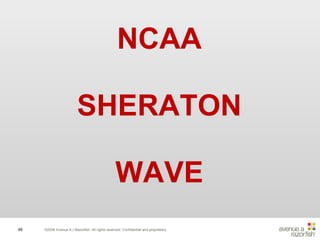 NCAA SHERATON WAVE ©2008 Avenue A | Razorfish. All rights reserved. Confidential and proprietary. 