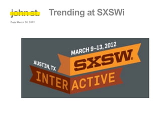 Trending at SXSWi
Date March 30, 2012
 