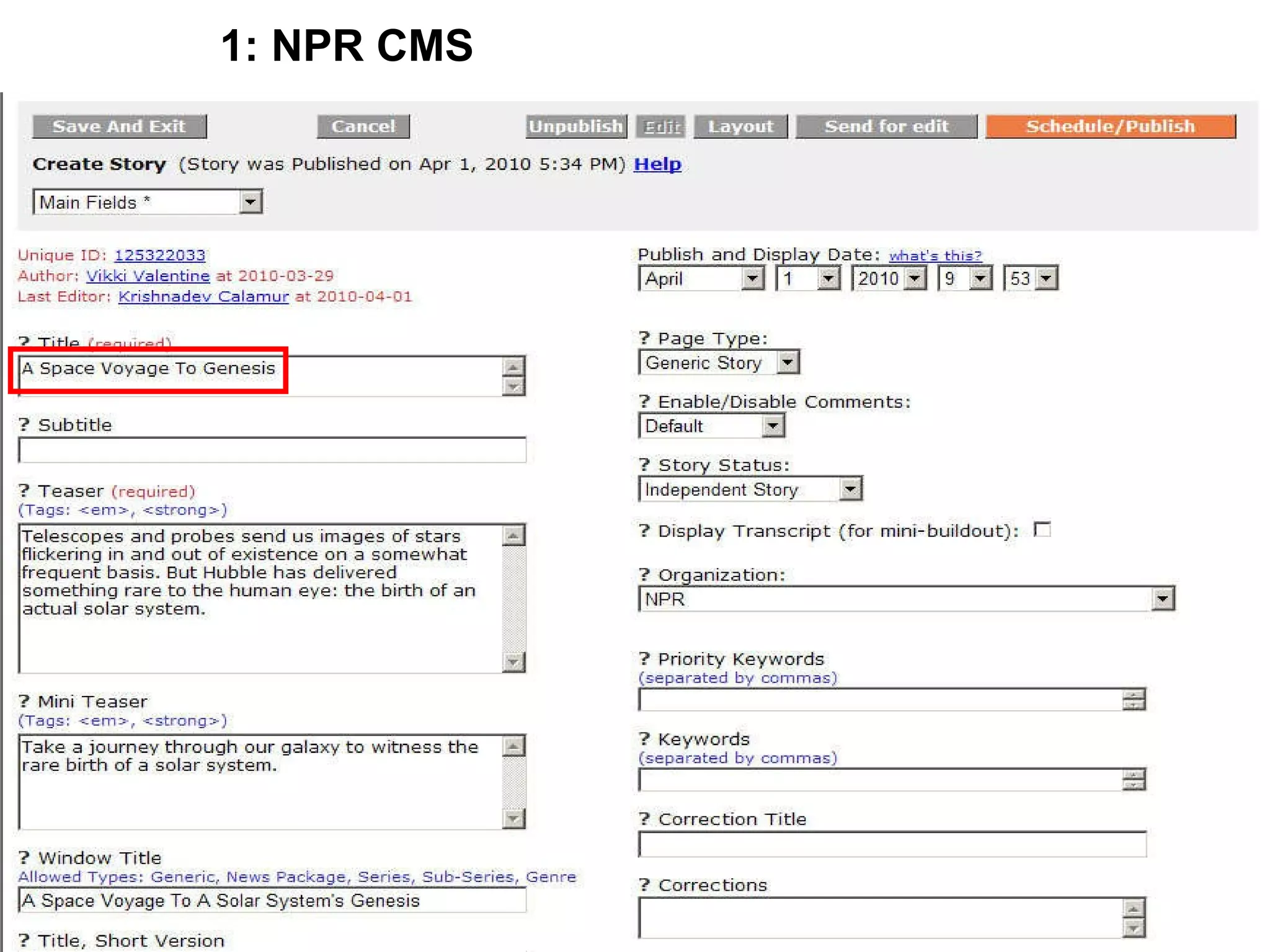1: NPR CMS 