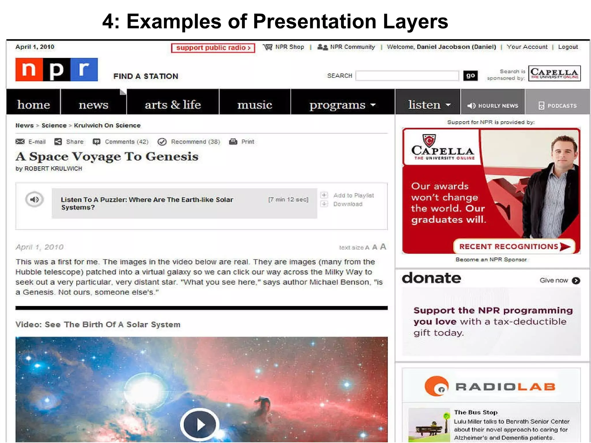 4: Examples of Presentation Layers 