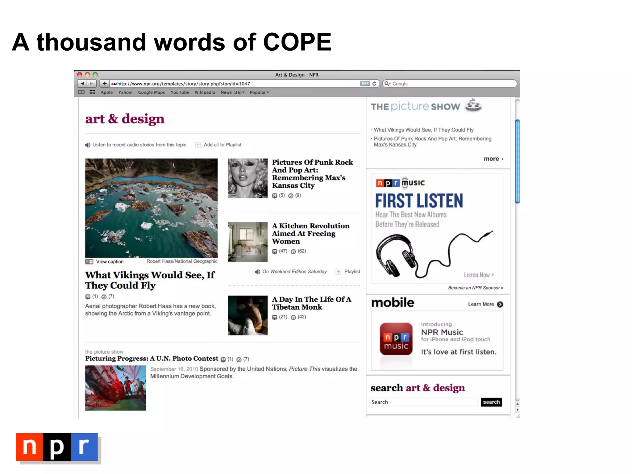 A thousand words of COPE 