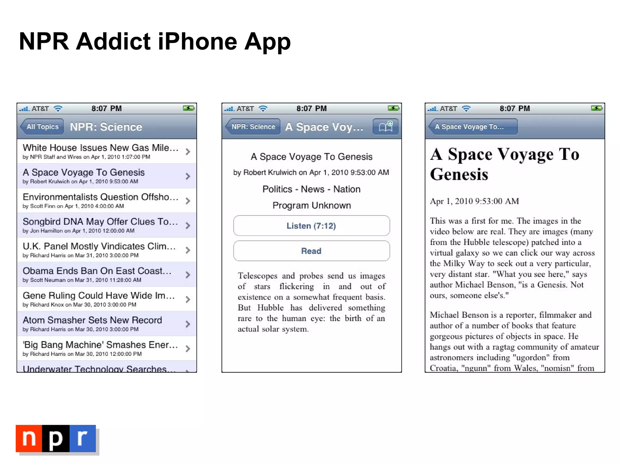 NPR Addict iPhone App 