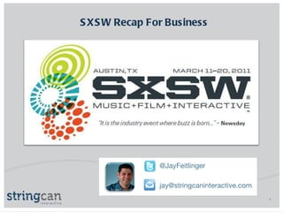 SXSW Recap For Business  @JayFeitlinger [email_address] 