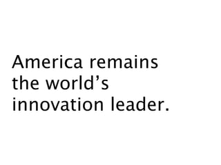 America remains
the world’s
innovation leader.