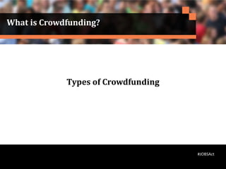 What is Crowdfunding?
Types of Crowdfunding
#JOBSAct
 