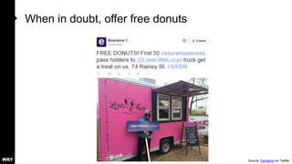 When in doubt, offer free donuts
Source: Esurance on Twitter
 