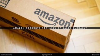 A M A Z O N A C C O U N T S F O R 1 , 9 8 % O F S A L E S G L O B A L L Y
Matteo Sarzana digitalgonzo.it @zazzanm
 