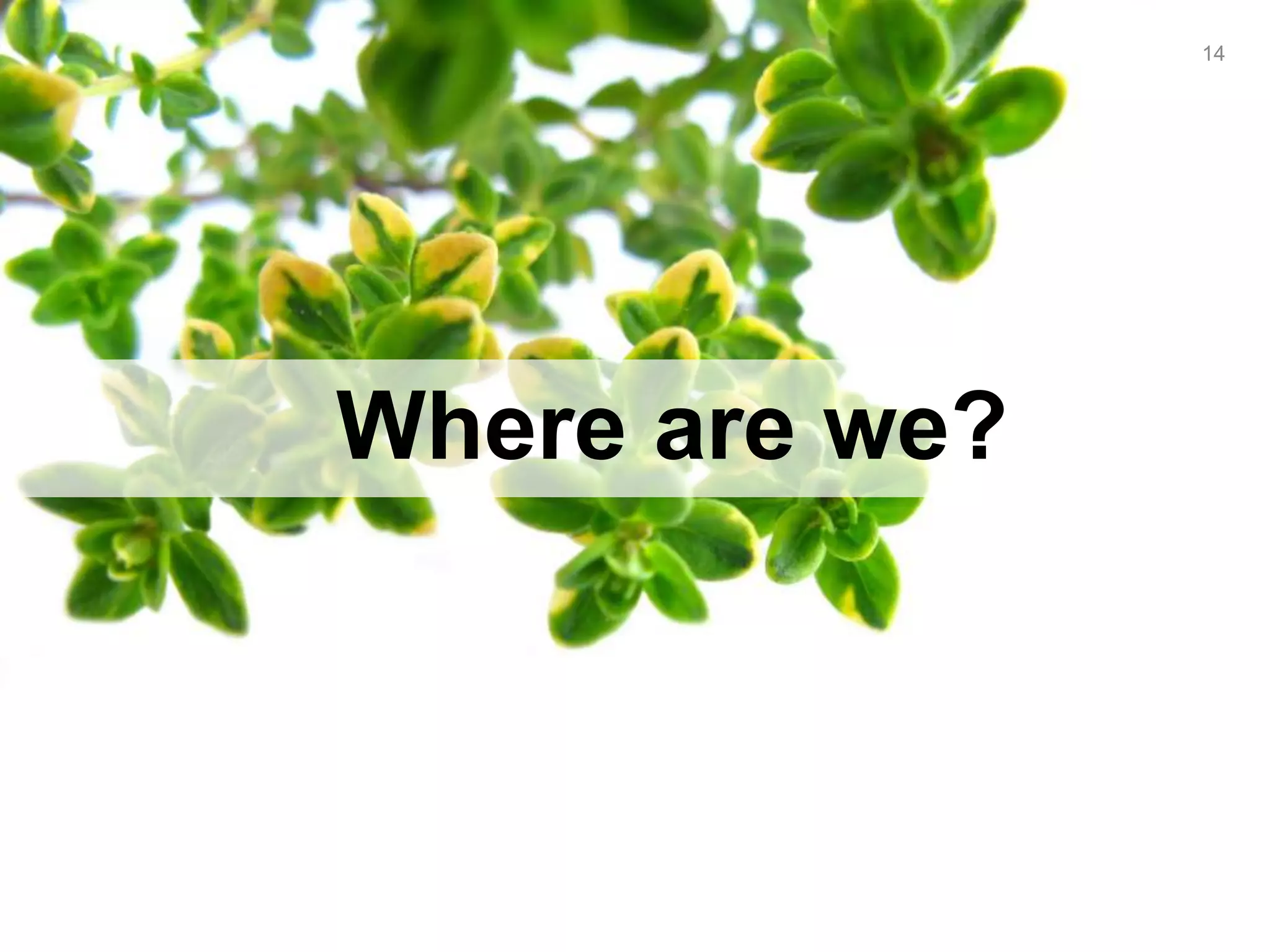 14




Where are we?
 