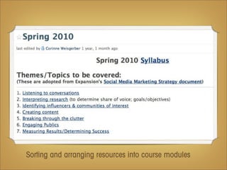 Sorting and arranging resources into course modules
 