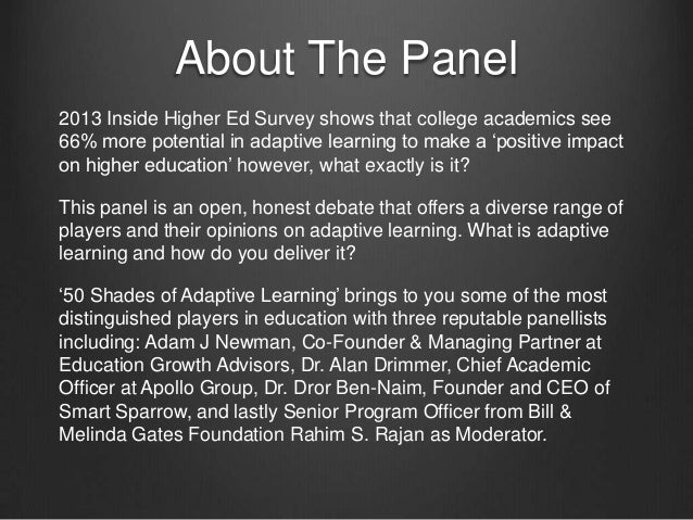 Sxsw edu panel picker 50 shades of adaptive learning