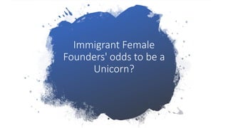 Immigrant Female
Founders' odds to be a
Unicorn?
 