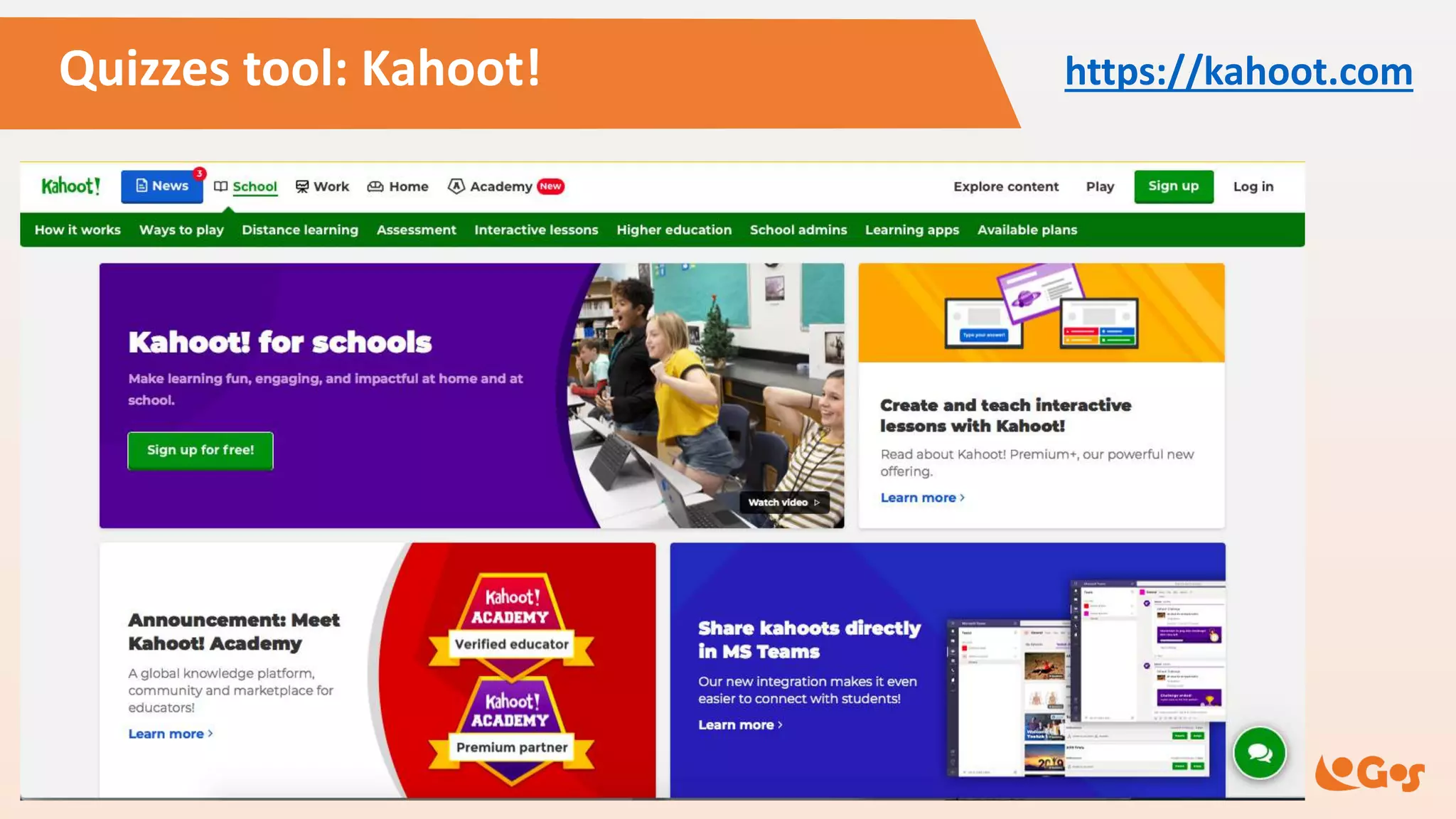 Quizzes tool: Kahoot! https://kahoot.com
 
