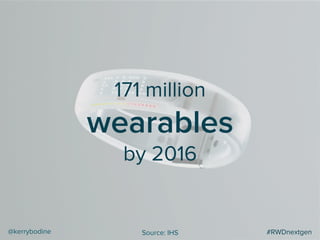 171 million
wearables
by 2016
#RWDnextgen@kerrybodine Source: IHS
 