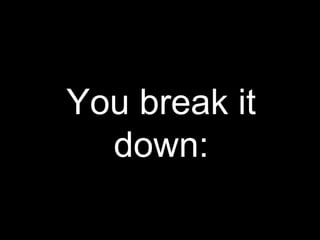 You break it
down:
 