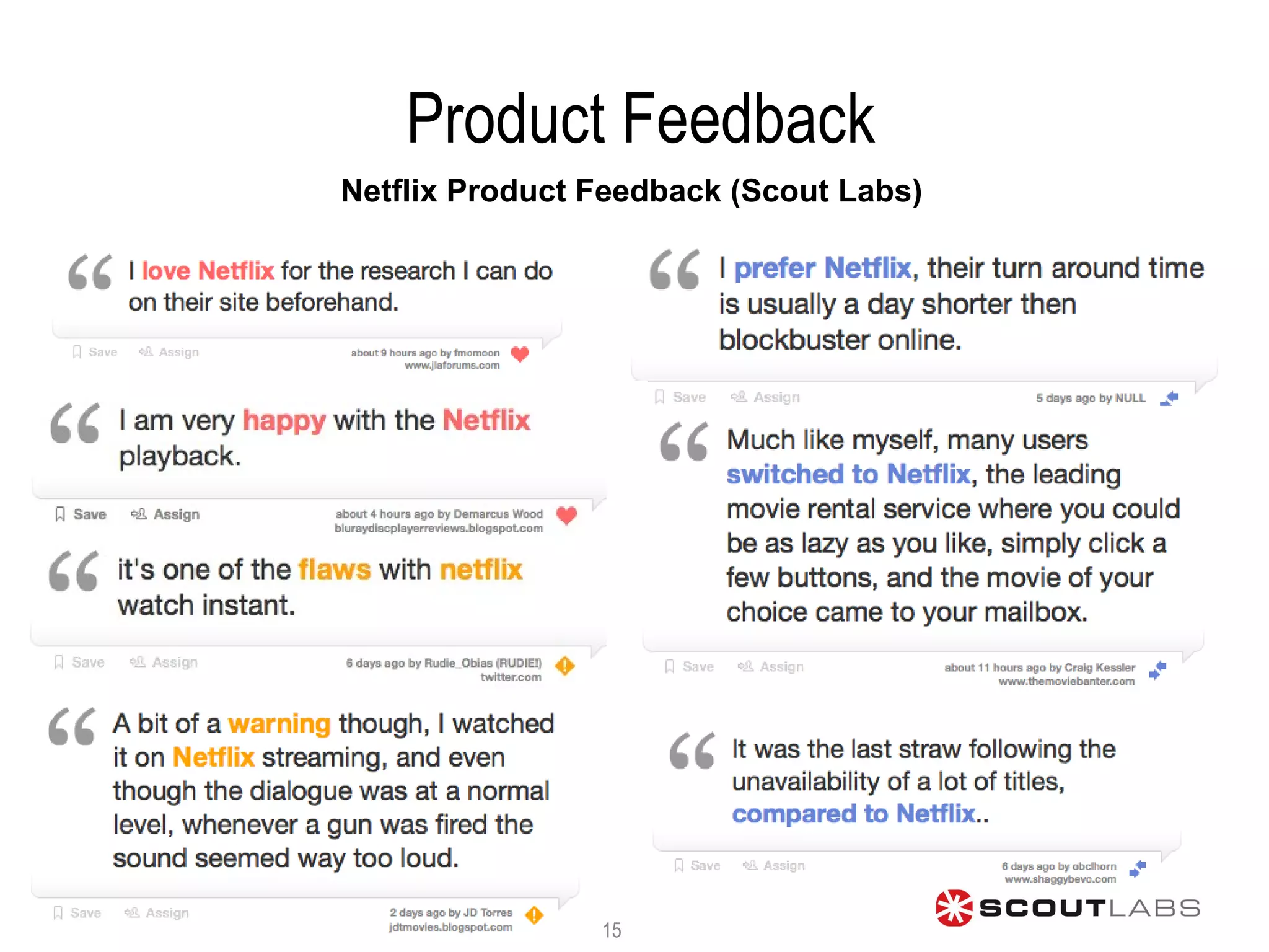 Product Feedback Netflix Product Feedback (Scout Labs) 