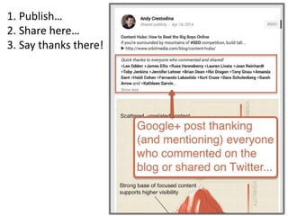 1. Publish…
2. Share here…
3. Say thanks there!
 