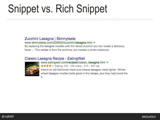 @rsj8000 #SEOforROI
Snippet vs. Rich Snippet
@rsj8000 #ROIofSEO
 