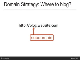 @rsj8000
Domain Strategy: Where to blog?
#SEOforROI@ crestodina #ROIofSEO
 