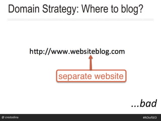 @rsj8000
Domain Strategy: Where to blog?
#SEOforROI@ crestodina #ROIofSEO
...bad
 