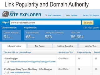 Link Popularity and Domain Authority
#SXWsearch
 