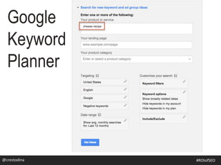 Google
Keyword
Planner
@crestodina #SEOforROI@crestodina #ROIofSEO
 