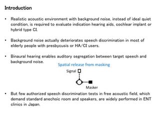 Sound Discrimination Test Speech discrimination test with mixed noise SY11-3 | PPTX