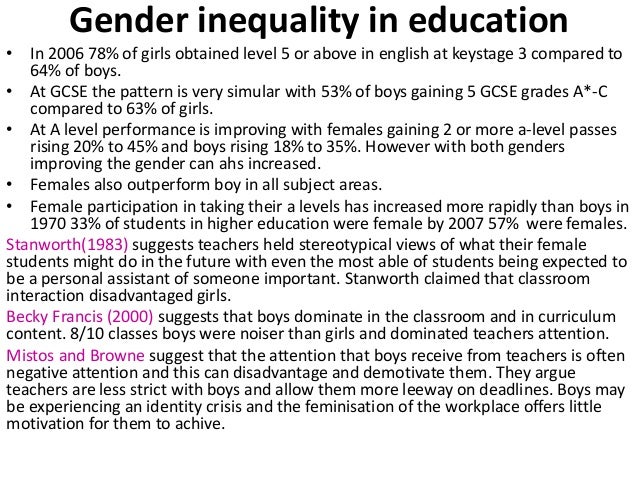 Sociology gender inequality essay