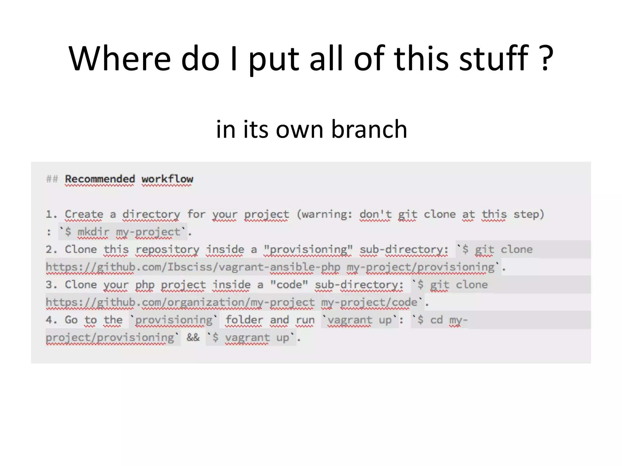 Where do I put all of this stuff ?
in its own branch
 