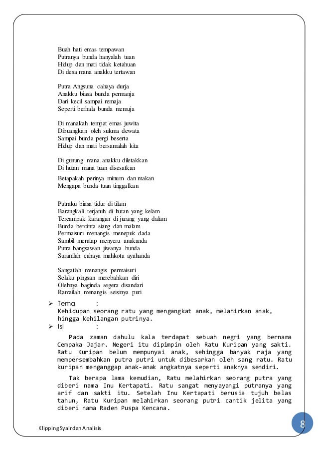 Tugas Kelompok - Contoh Masing Masing Syair dan analisisnya