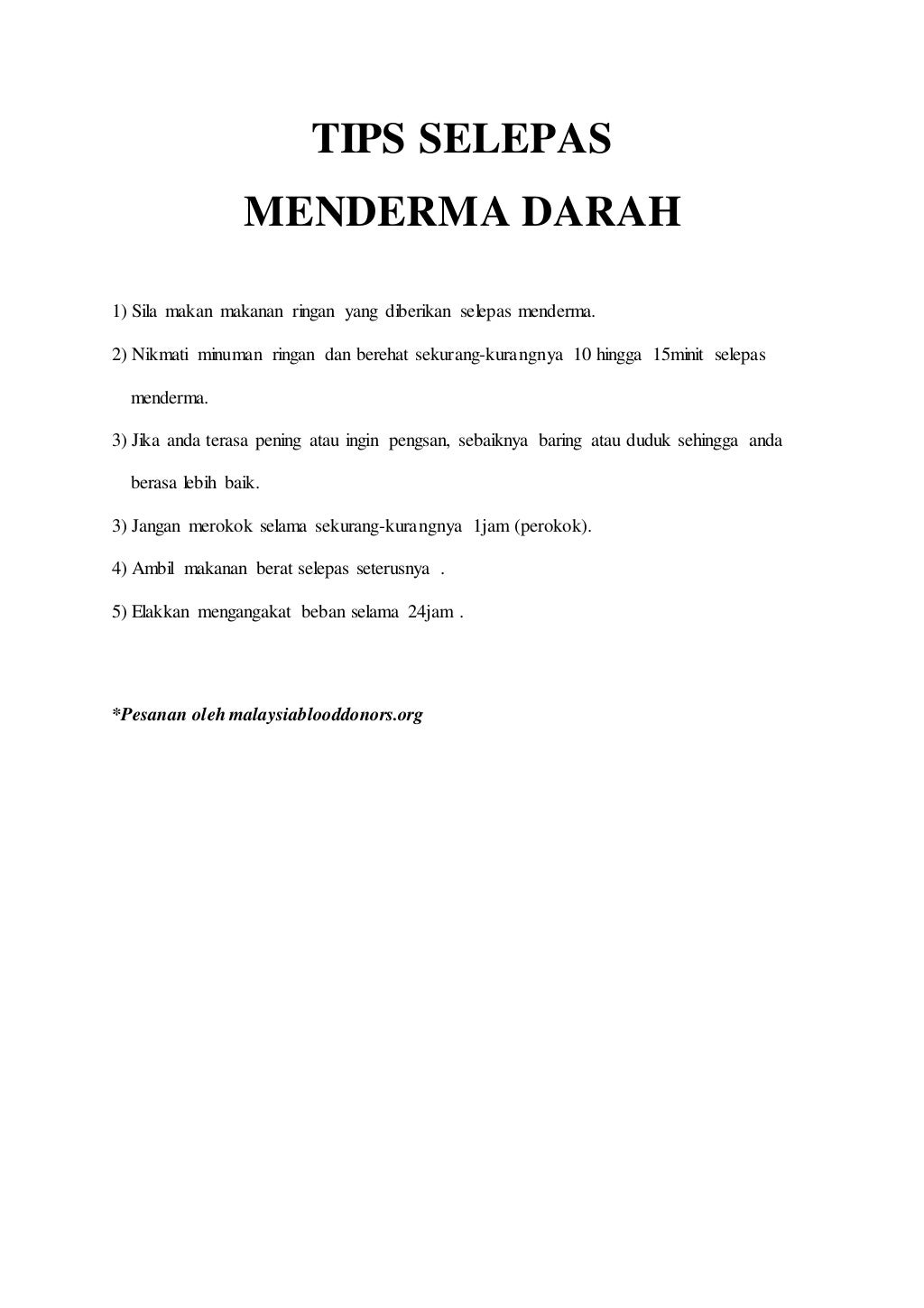 Syarat syarat menderma darah