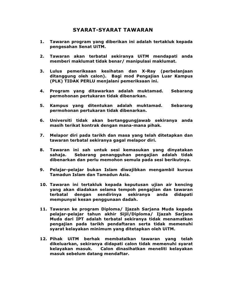 Syarat Tawaran 2011