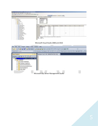 5 
Microsoft SQL Server 2008R2 
Microsoft Access 2010 
Oracle 11Gr2 
Application 
 