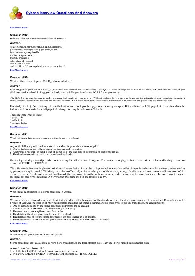 sybase job interview preparation guide
